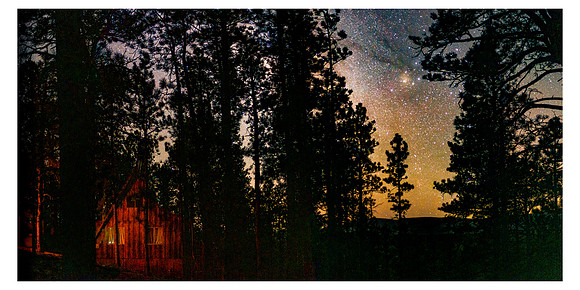 Cabin, Trees, Stars!